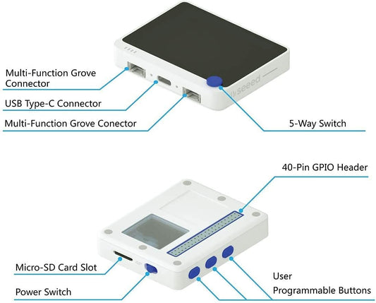 Seeed Studio Wio Terminal ATSAMD51 Core with Realtek RTL8720DN BLE5.0 Dev Board, Wireless Microcontroller Python Terminal Device Compatible with Raspberry Pi for Arduino, Micropython, and TinyML.