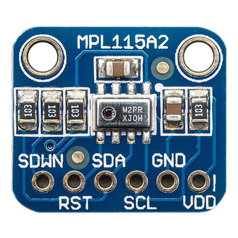 Adafruit Industries MPL115A2 I2C Barometric Pressure/Temperature Sensor Vin - 2.4 to 5.5 VDC; Logic - 3 to 5V compliant; Pressure sensing range - 500-1150 hPa (up to 10Km altitude)