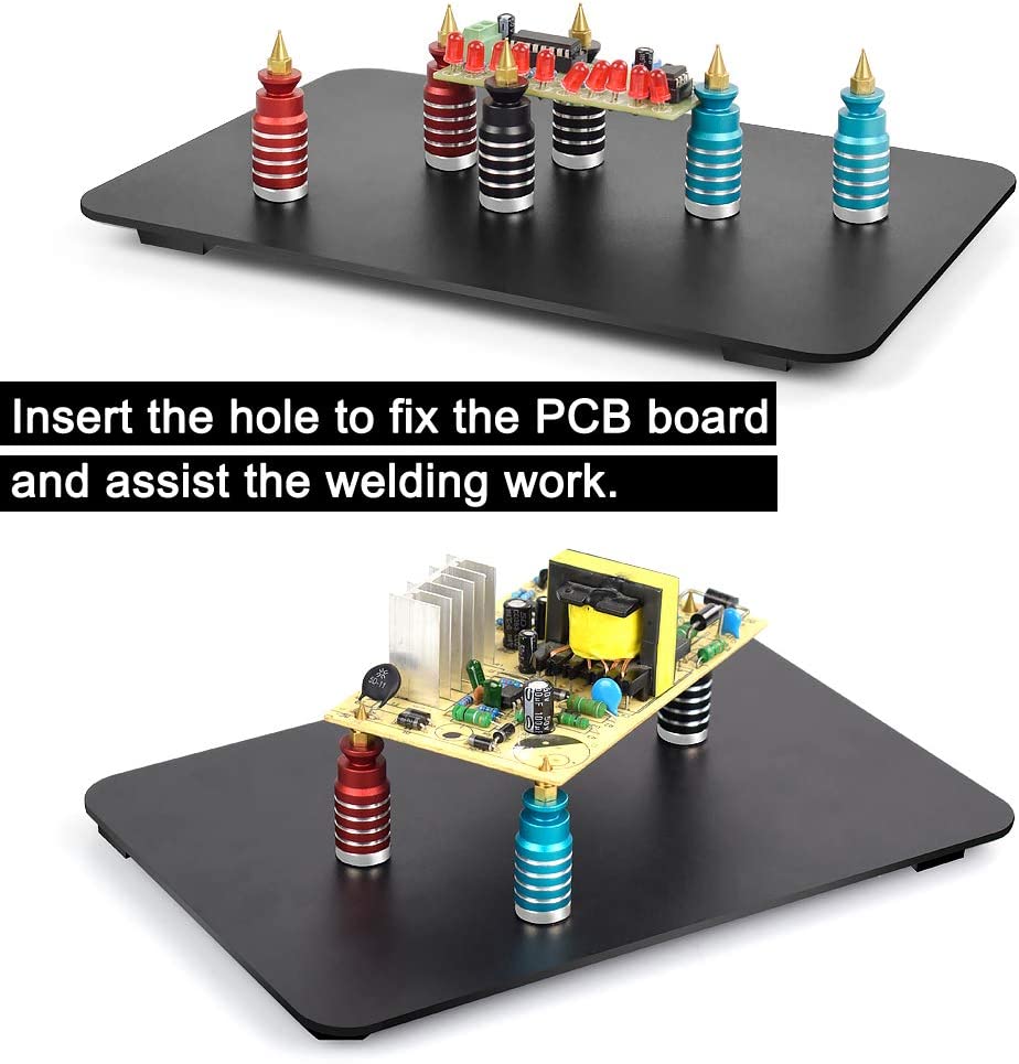 Magnetic Helping Hands Third Hand Soldering Work Station | Extra Large & Heavy Duty Base Plate | Flexible Arms | 360 Hot Air Gun Holder (Helping Hand with Magic Hand)