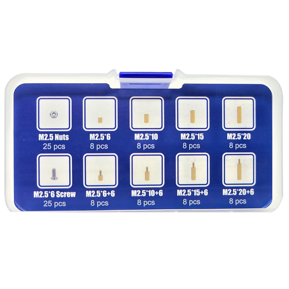 Micro Connectors Assorted M2.5 Standoff Kit - 114 Pieces