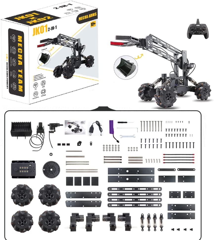 VANLINNY Smart Robot Arm Kit,2-in 1 Science Kits with 4-DOF Robotic Car,Electronic Programming DIY Toy for Kids Ages 8+,Promotes STEM Interest in Science,Technology,Best Birthday Gifts for Boys/Girls.