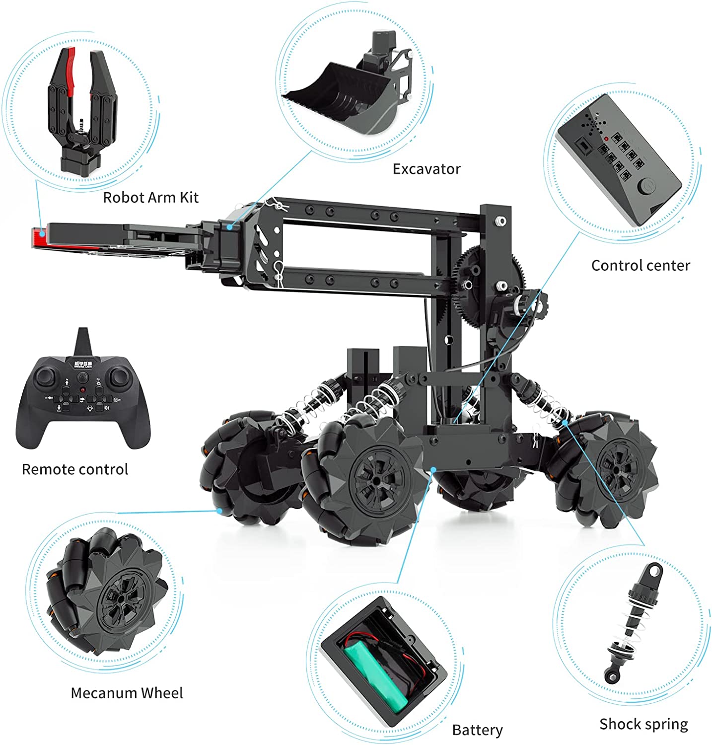 VANLINNY Smart Robot Arm Kit,2-in 1 Science Kits with 4-DOF Robotic Car,Electronic Programming DIY Toy for Kids Ages 8+,Promotes STEM Interest in Science,Technology,Best Birthday Gifts for Boys/Girls.