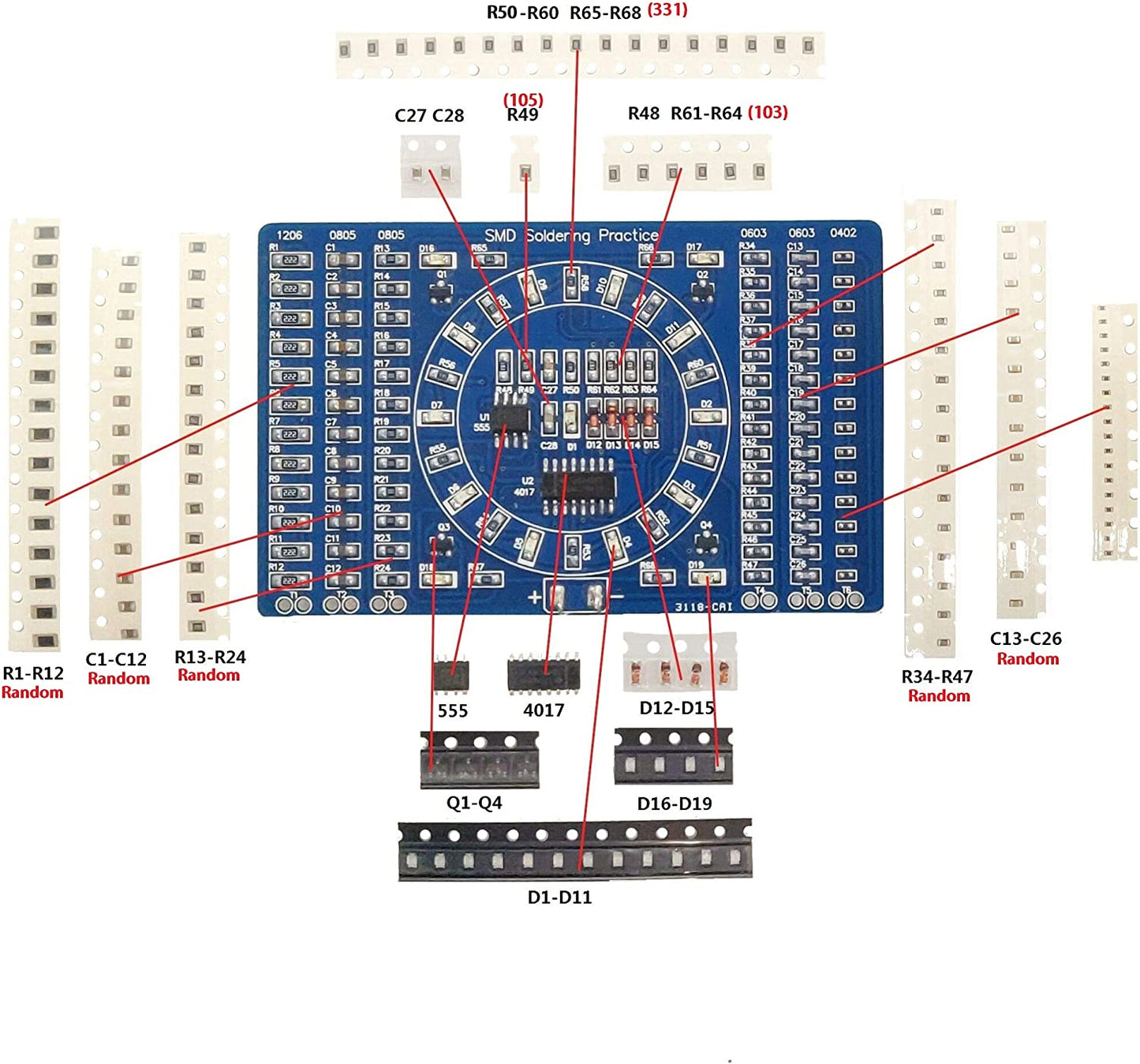 Gikfun DIY SMD SMT Welding Practice Soldering Skill Training Board Led EK7026